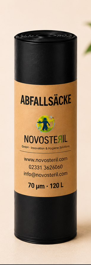 Premium Abfallsäcke 120L / 90l Stark, Dicht & Reißfest 72/70/50µ   | NOVOSTERIL