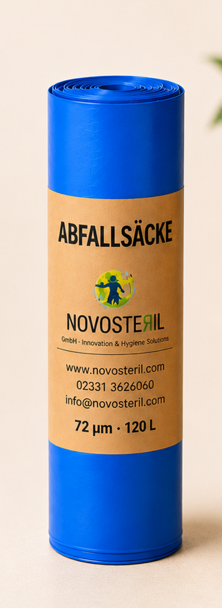 Premium Abfallsäcke 120L / 90l Stark, Dicht & Reißfest 72/70/50µ   | NOVOSTERIL